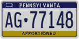 Pennsylvania, Specialty plates (AB-123XX)