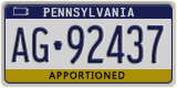 Pennsylvania, Specialty plates (AB-123XX)