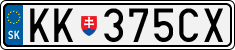 License plate of Slovakia, Cars