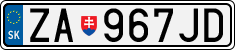 License plate of Slovakia, Cars