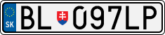 License plate of Slovakia, Cars