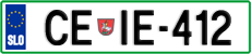 License plate of Slovenia, Cars