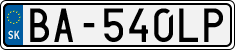 License plate of Slovakia, Cars