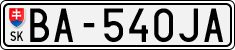 License plate of Slovakia, Cars