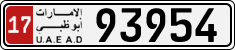 License plate of the UAE, Abu Dhabi, Cars