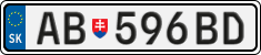 License plate of Slovakia, Cars