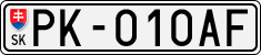 License plate of Slovakia, Cars