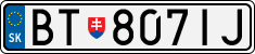License plate of Slovakia, Cars