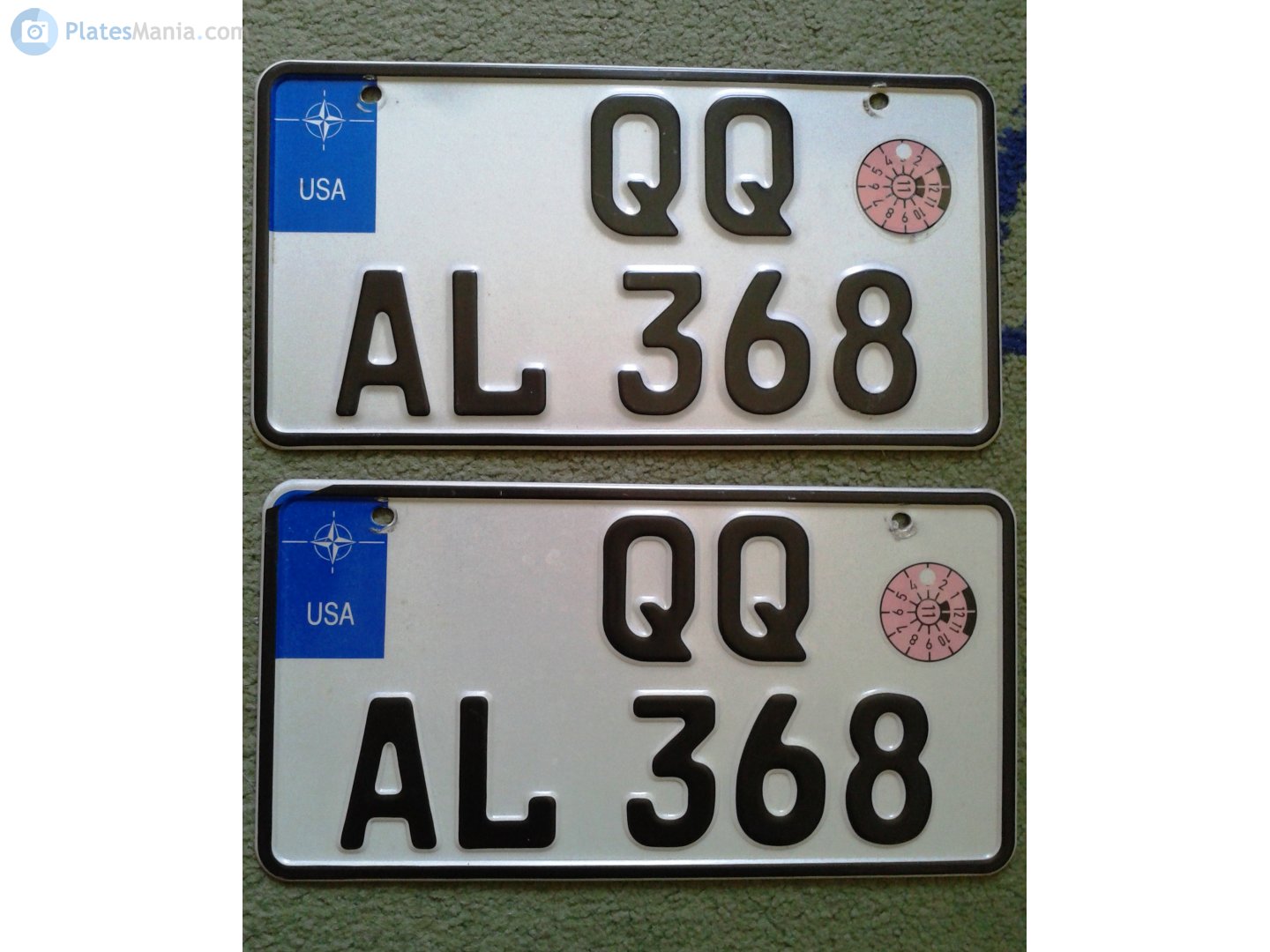 QQ AL 368, License plate without vehicle 