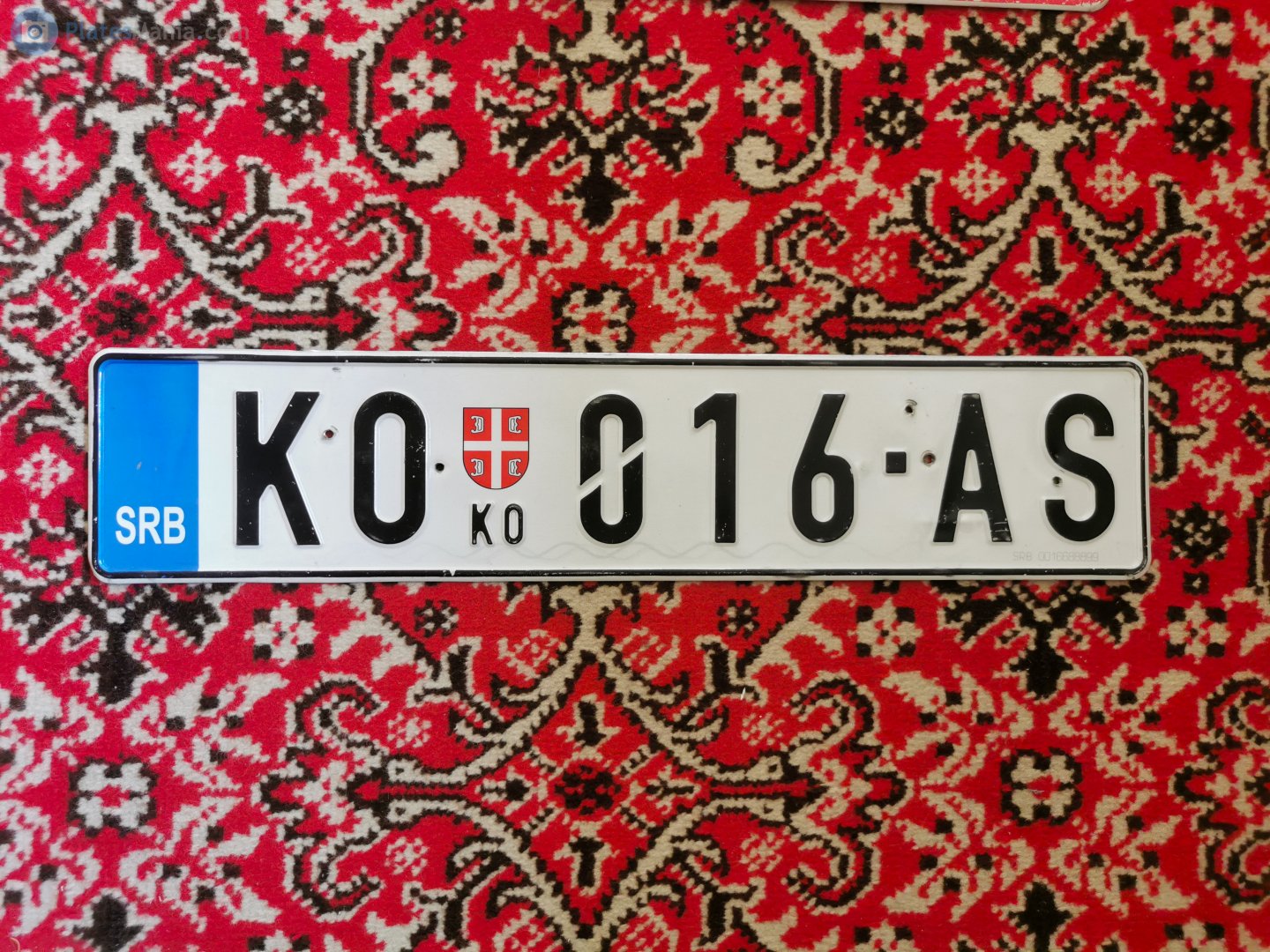 KO 016-AS, License plate without vehicle 