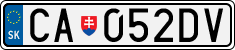 License plate of Slovakia, Cars