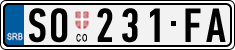 License plate of Serbia, Cars