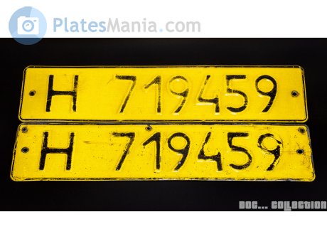 H 719459, License plate without vehicle