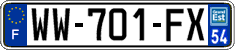 French license plate, SIV (temporary)