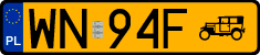 License plates of Poland, Oldtimers