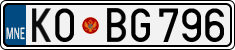 License plate of Montenegro, Cars