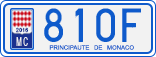 License plate of Monaco, Cars