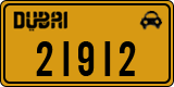 License plate of the UAE, Dubai, Taxi