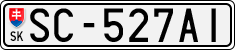 License plate of Slovakia, Cars