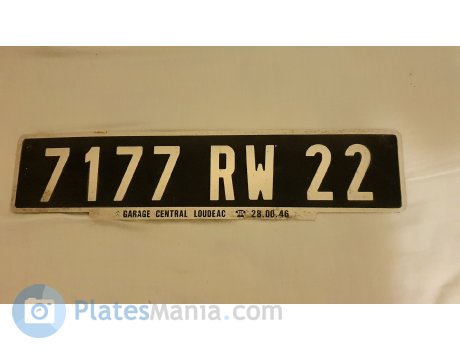 7177 RW 22, License plate without vehicle