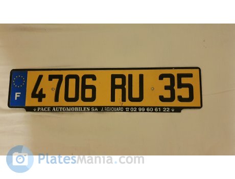 4706 RU 35, License plate without vehicle