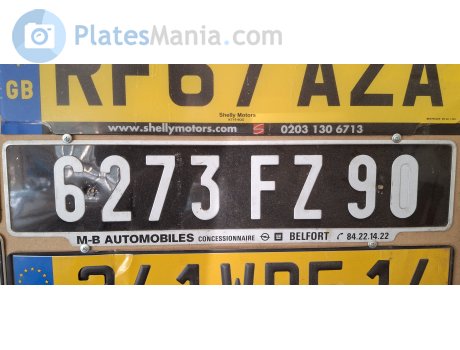 6273 FZ 90, License plate without vehicle