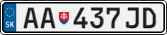 License plate of Slovakia, Cars