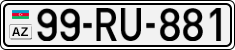 License plate of Azerbaijan, Cars