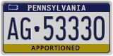 Pennsylvania, Specialty plates (AB-123XX)