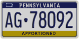 Pennsylvania, Specialty plates (AB-123XX)