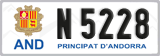 License plate of Andorra, Cars (A 1234)