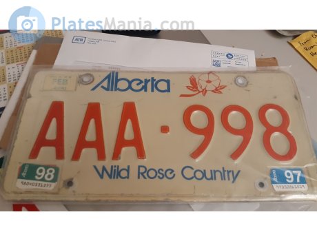 AAA-998, License plate without vehicle