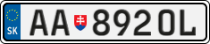 License plate of Slovakia, Cars