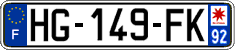 French license plate, SIV (ordinary)